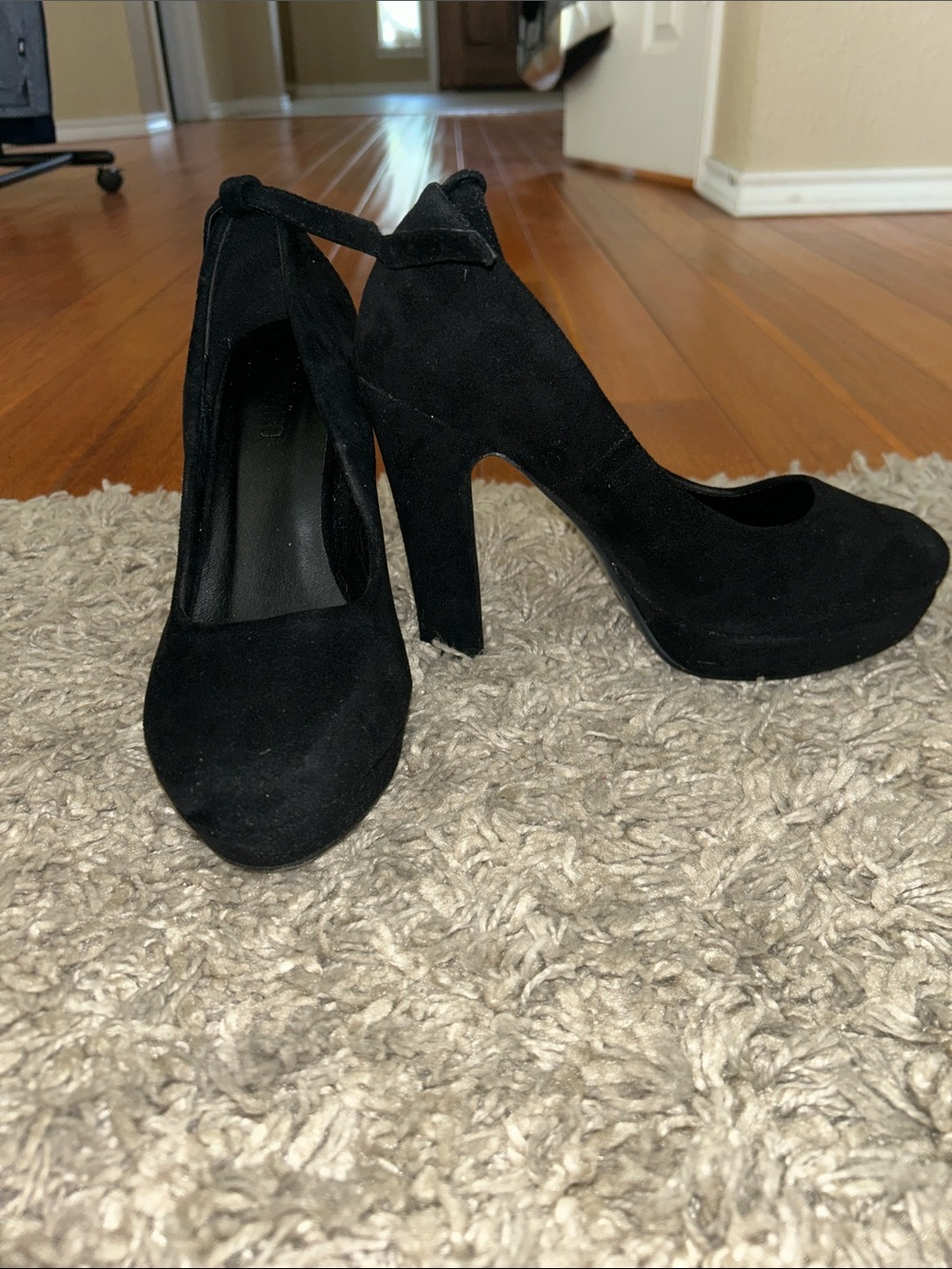 Black Suede Platform High Heel Pumps